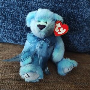 Ty Attic Treasures Collection Azure Bear with Ribbon